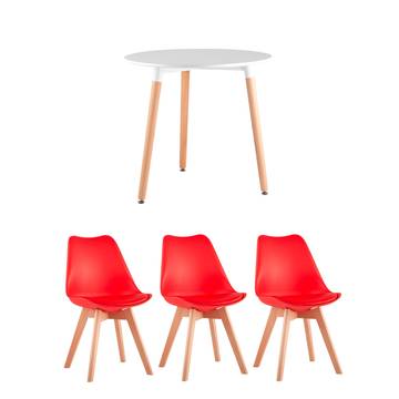 Обеденная группа стол DST, 3 стула Frankfurt красный