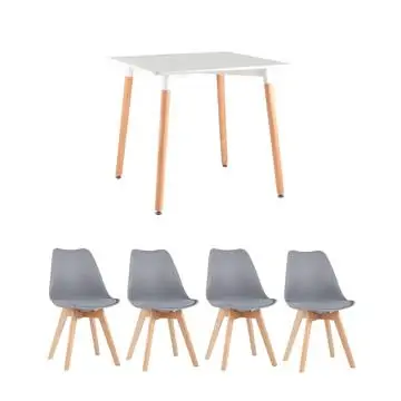 Обеденная группа стол Oslo Square WT белый, 4 стула Frankfurt серый