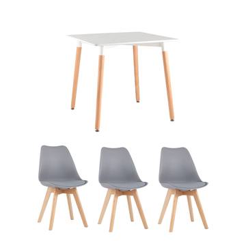 Обеденная группа стол Oslo Square WT белый, 3 стула SIMPLE DSW белый
