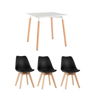 Обеденная группа стол Oslo Square WT белый, 3 стула DSW Style белый