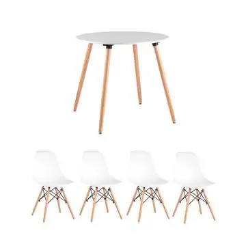 Обеденная группа стол Oslo Round WT, 4 стула Eames Style DSW белый