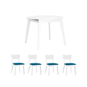 Обеденная группа стол Rondo, стулья Tomas White синие