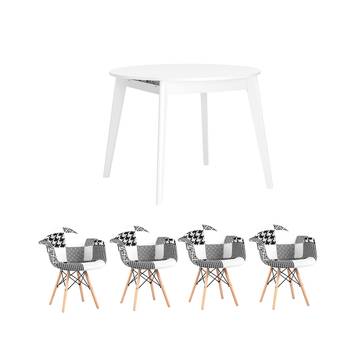 Обеденная группа стол Rondо белый, стулья Style DSW белые