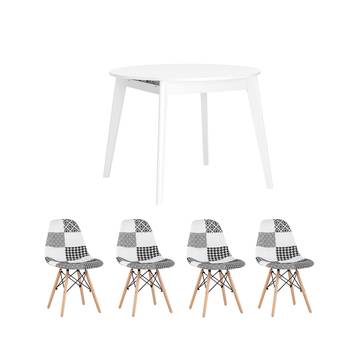 Обеденная группа стол Rondo белый, стулья Oden Wood белые