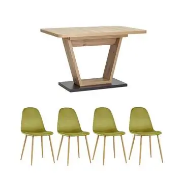 Обеденная группа стол Vector, стулья Лион велюр с ромбами зеленые