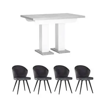 Обеденная группа стол Clyde бетон/белый, стулья Танго велюр серые