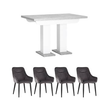 Обеденная группа стол Clyde бетон/белый, стулья Венера велюр серые