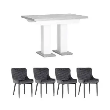 Обеденная группа стол Clyde бетон/белый, стулья Ститч серые