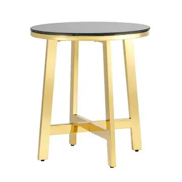 Журнальный стол 50*50 АЛЬБА золото стекло черное