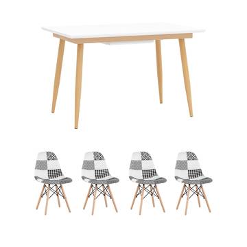 Обеденная группа стол Стокгольм 120-160*80, 4 стула Валенсия винтаж серый