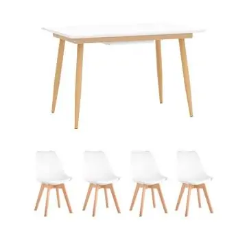 Обеденная группа стол Стокгольм 120-160*80, 4 стула Style DSW белый