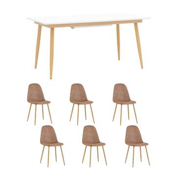 Обеденная группа стол Стокгольм 160-220*90, 6 стульев TARIQ серые