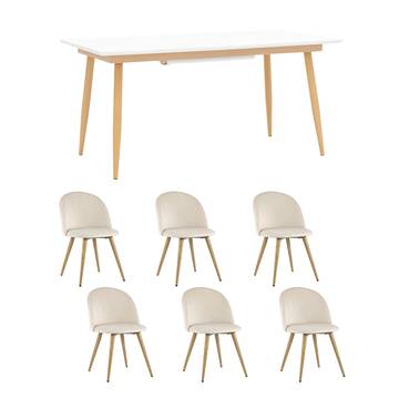Обеденная группа стол Стокгольм 160-220*90, 6 стульев Frankfurt велюр серые