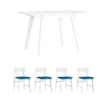 Обеденная группа стол GUDI 120*75 белый, стулья ODEN WHITE оливковые 4 шт.