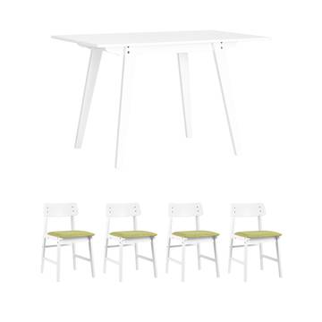 Обеденная группа стол GUDI 120*75 белый, стулья TOMAS WHITE салатовые 4 шт.