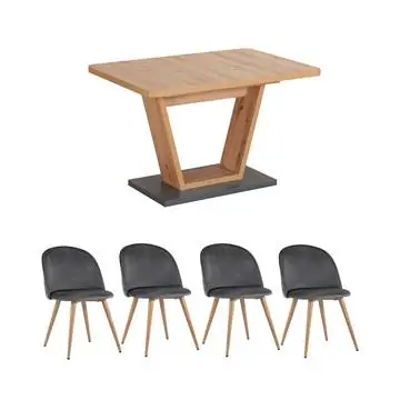 Обеденная группа стол Vector, стулья Валенсия велюр серые