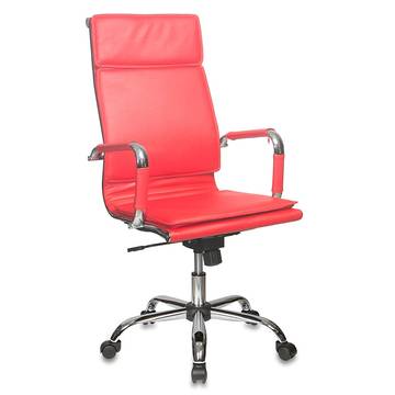 Кресло руководителя Бюрократ CH-993/RED красный искусственная кожа крестовина хром