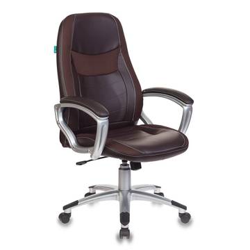 Кресло руководителя Бюрократ T-9910N/BROWN коричневый искусственная кожа (пластик серебро)