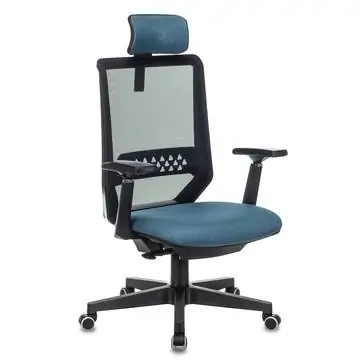 Кресло руководителя Бюрократ EXPERT серый сиденье голубой 38-405 сетка/ткань с подголов. крестовина