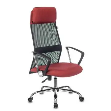 Кресло руководителя Бюрократ KB-6N черный TW-01 сиденье красный 38-410 сетка/ткань с подголов. крестовина металл хром
