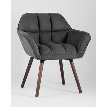 Кресло Брайан темно-серое на деревянных ножках