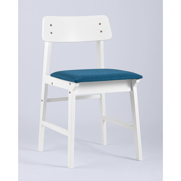 Обеденная группа стол Rondo белый, стулья Oden White синие