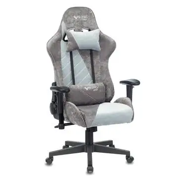 Кресло игровое Бюрократ VIKING X Fabric серый/серо-голубой с подголов. крестовина пластик