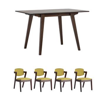 Обеденная группа стол GUDI 120*75 эспрессо, стулья ODEN оливковые 4 шт.