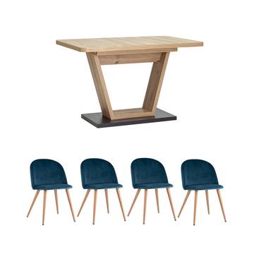 Обеденная группа стол Vector, стулья Лион велюр голубые