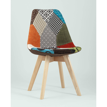 Обеденная группа стол Стокгольм 120-160*80, 4 стула Frankfurt пэчворк