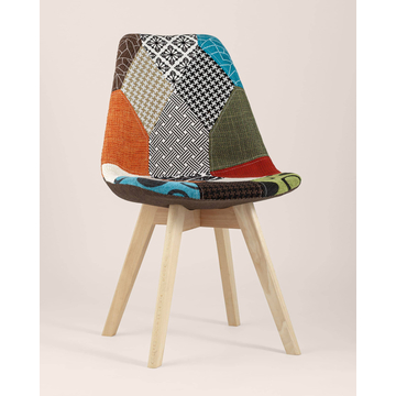 Обеденная группа стол Стокгольм 160-220*90, 6 стульев Frankfurt пэчворк