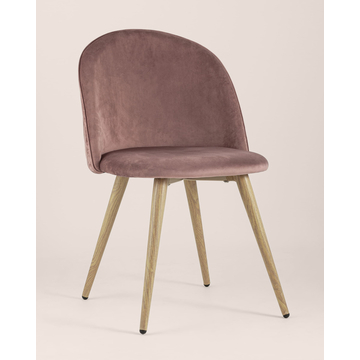 Обеденная группа стол Берген 120-180*80, 4 стула Лион велюр с ромбами розовый