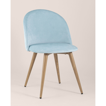 Обеденная группа стол Стокгольм 160-220*90, 6 cтульев Лион велюр пыльно-голубой