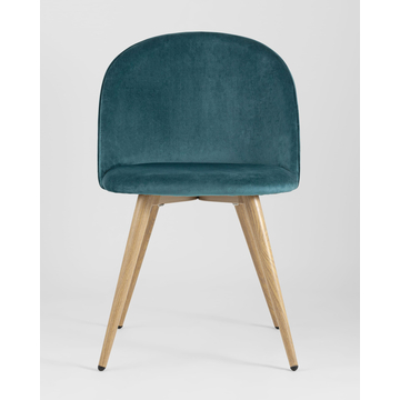 Обеденная группа стол Берген 160-220*90, 6 cтульев Лион велюр с ромбами аквамарин