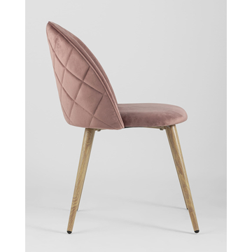 Обеденная группа стол Берген 160-220*90, 6 cтульев Лион велюр с ромбами розовый