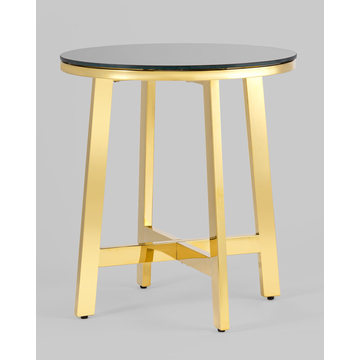 Журнальный стол 50*50 АЛЬБА золото стекло черное