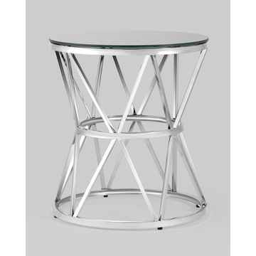 Журнальный стол круглый 50*50 ВИВА серебро стекло черное