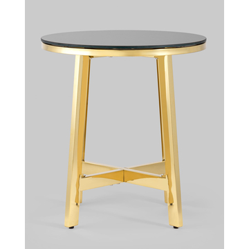 Журнальный стол 50*50 АЛЬБА золото стекло черное