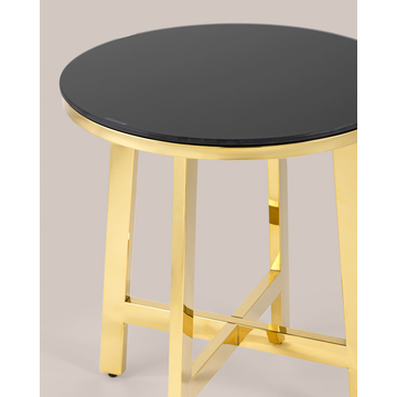 Журнальный стол 50*50 АЛЬБА золото стекло черное