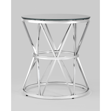 Журнальный стол круглый 50*50 ВИВА серебро стекло черное