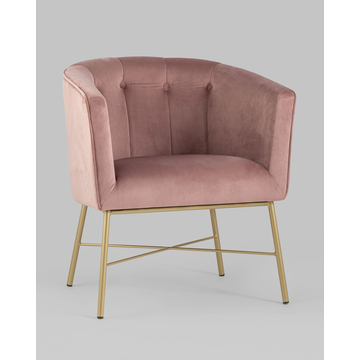 Кресло мягкое Шале велюр розовый на золотых ножках