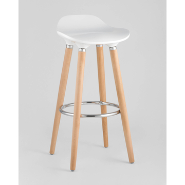 Стул барный Модерн белый пластик ножки из дерева