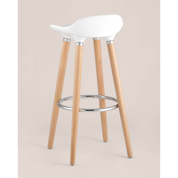 Стул барный Модерн белый пластик ножки из дерева