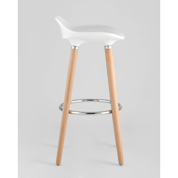 Стул барный Модерн белый пластик ножки из дерева