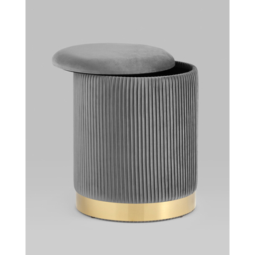 Пуф Шарлотта с ящиком велюр серый