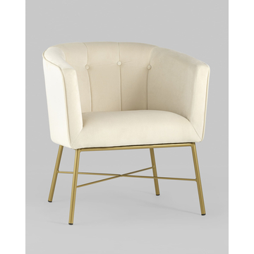 Кресло мягкое Шале велюр бежевый на золотых ножках