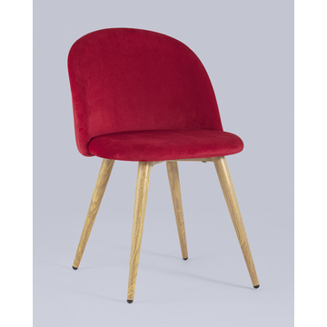 Обеденная группа стол Стокгольм 160-220*90, 6 cтульев Лион велюр красный