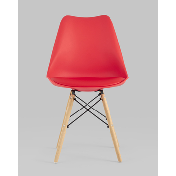 Обеденная группа стол DSW D90, 4 стула Soft красный