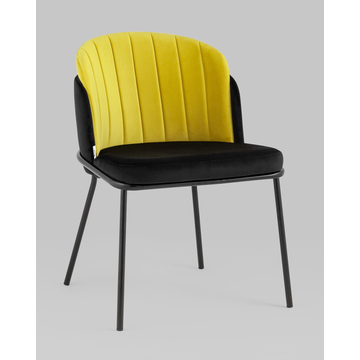 Стул Дабл велюр черный с желтой вставкой