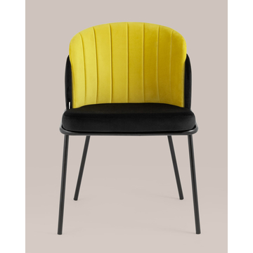 Стул Дабл велюр черный с желтой вставкой